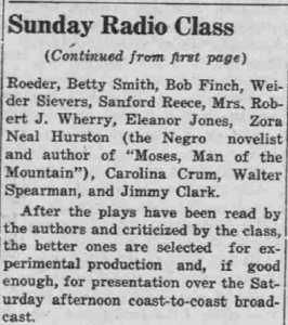 Daily Tar Heel article describing the Sunday night Radio Writing and Production course, continued. 