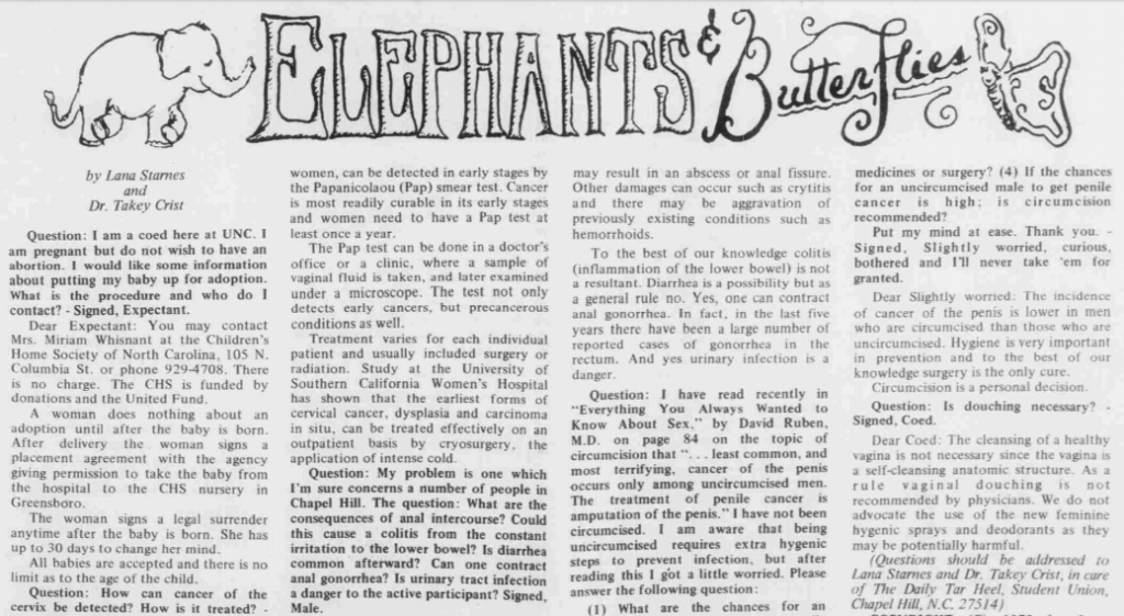 Elephants and Butterflies newspaper column