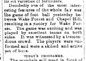 Small square newspaper clipping from the The News and Observer newspaper  discussing game. 