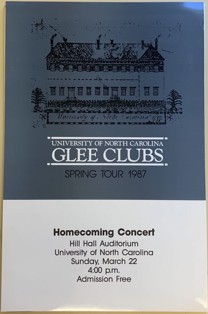 University of North Carolina Glee Clubs Spring tour grayish cover.