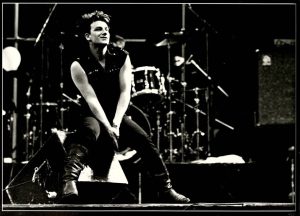 Bono from U2 on stage.